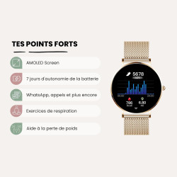 XCOAST SIONA 2 Montre connectée classique pour femme avec écran AMOLED plat 6,9 mm Compatible avec iOS Android Tracker de fitnes
