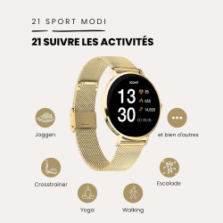 XCOAST SIONA 2 Montre connectée classique pour femme avec écran AMOLED plat 6,9 mm Compatible avec iOS Android Tracker de fitnes