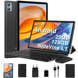 2026 tablette 10 pouces android , 20 go ram + 128 go rom (tf 2 to), octa core/5g+2,4g wi-fi 6/bleutooth 5.0/6000 mah/widget/8 mp