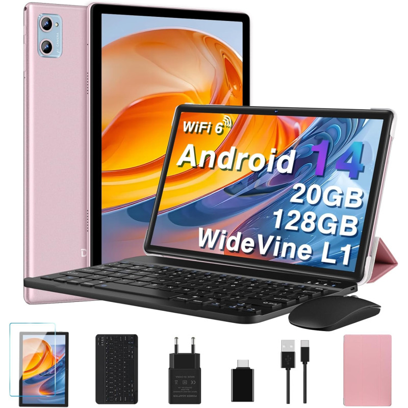 Tablette 10 pouces android , 20 go ram + 128 go rom (tf 2 to), octa core/ 5g+2,4g wi-fi 6/ bleutooth 5.0/ 6000 mah/ widget/8 mp+