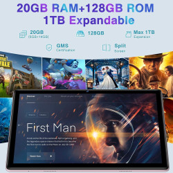 Tablette 10 pouces android , 20 go ram + 128 go rom (tf 2 to), octa core/ 5g+2,4g wi-fi 6/ bleutooth 5.0/ 6000 mah/ widget/8 mp+
