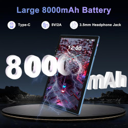 Tablette 10 Pouces Android 14 , 22GoRAM + 128Go ROM (1To TF),Widevine L1/Octa-Core/2.0GHz/5G WiFi/8000mAh/BT 5.0/5+8MP/Soutenir 