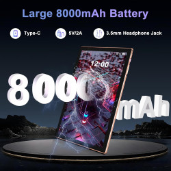Tablette 10 pouces android 14 , 22goram + 128go rom (1to tf),widevine l1/octa-core/2.0ghz/5g wifi/8000mah/bt 5.0/5+8mp/soutenir 