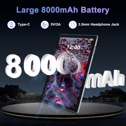 Tablette 10 Pouces Android 14 , 22GoRAM + 128Go ROM (1To TF),Widevine L1/Octa-Core/2.0GHz/5G WiFi/8000mAh/BT 5.0/5+8MP/Soutenir 