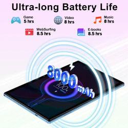 Tablette Android 14 Tablette 10 Pouces , 22GoRAM+128Go ROM (1To TF), Widevine L1|8000mAh| Octa-Core|2.0GHz| 5G WiFi| BT 5.0| 5+8