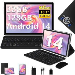 Tablette Android 14 Tablette 10 Pouces , 22GoRAM+128Go ROM (1To TF), Widevine L1|8000mAh| Octa-Core|2.0GHz| 5G WiFi| BT 5.0| 5+8
