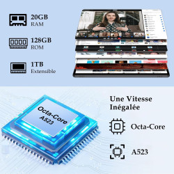 ZIOVO Tablette 10 Pouces Android 14 Tablette Enfants,20Go RAM+128Go ROM(TF 1To),Widevine L1，WiFi 6 Tablettes,Octa-cœur, 6000mAh 