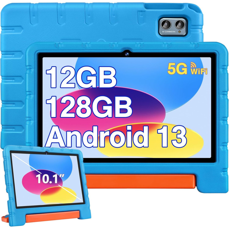ZIOVO Tablette 10 Pouces Android 13 Tablettes,12Go RAM+128Go ROM(TF 1To),5G WiFi Tablette Tactile,Octa-Core 2.0 Ghz,/5+8 MP/6000