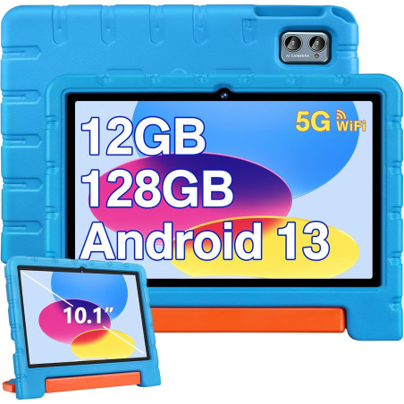 ZIOVO Tablette 10 Pouces Android 13 Tablettes,12Go RAM+128Go ROM(TF 1To),5G WiFi Tablette Tactile,Octa-Core 2.0 Ghz,/5+8 MP/6000