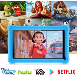 Tablette enfants 7 pouces android tablette éducative enfant avec écran hd, 8go ram+64go rom(tf 256go), contrôle parental, bleuto