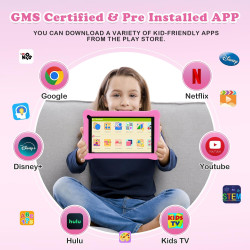 Tablette enfants 7 pouces android tablette éducative enfant avec écran hd, 8go ram+64go rom(tf 256go), contrôle parental, bleuto