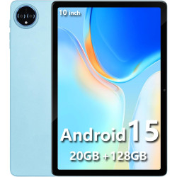 Tablette 10 pouces, android 15, 20go ram + 128go rom(1 to extensible) 8580 mah batterie, octo-cœur 5g wifi tablette tactile, 5+1