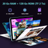 Tablette 10 pouces, android 15, 20go ram + 128go rom(1 to extensible) 8580 mah batterie, octo-cœur 5g wifi tablette tactile, 5+1