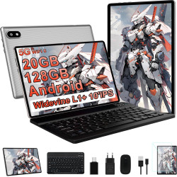Tablette android avec gemini ai tablette10 pouces, 128go rom(2 to tf extensible), octa-core, widevine l1, gms certification, 5gw