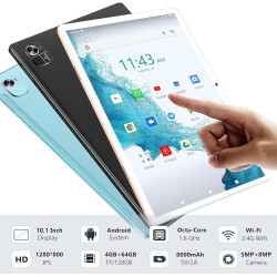 Tablette android tablette 10 pouces avec gemini ai tablette tactile avec 128go rom (tf/2to) octa-core 2.0 ghz丨 5g wifi 6+bleutoo