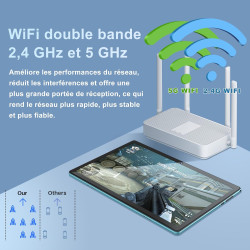 Dmoao tablette 10 pouces 4go ram(extensible jusqu'à 8 go) 64go rom 1tb extensible, tablette android avec 5g wifi, bleutooth 5.0,