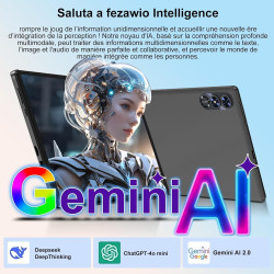 Android 15 Tablette 10 Pouces avec Gemini AI, Octa-Core Tablettes PC, 30 GO RAM+ 64 GO ROM (1TO TF), 3.5mm Audio/ WiFi 6 & BT 5.