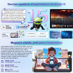 Android 15 Tablette 10 Pouces avec Gemini AI, Octa-Core Tablettes PC, 30 GO RAM+ 64 GO ROM (1TO TF), 3.5mm Audio/ WiFi 6 & BT 5.