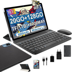fezawio Tablette Android 14 10 Pouces - 5G & Wi-FI 6, 20 Go RAM 128 Go ROM (Extensible 1 to) - Octa-Core, GMS, Widevine L1-6000m