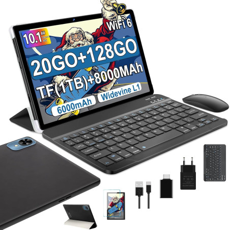 fezawio Tablette Android 14 10 Pouces - 5G & Wi-FI 6, 20 Go RAM 128 Go ROM (Extensible 1 to) - Octa-Core, GMS, Widevine L1-6000m