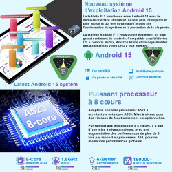 fezawio 2026 Dernier 10 Pouces Tablette Android 15 avec 5G Wi-FI 6,20 GO RAM+128 GO ROM (1To TF),Octa-Core Tablette Tactile PC,G