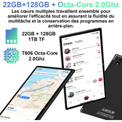 fezawio Tablette 10 Pouces Android 14 avec 22Go RAM+128Go ROM(1To TF),Tablette Tactile avec 5G WiFi 6, Octa-Core 2.0Ghz, 8000mAh