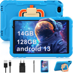 fezawio Tablette pour Enfants 10 Pouces, système Android 13, 14 Go de RAM + 128 Go de ROM (Carte TF 512 Go), Double caméra, Wi-F