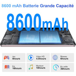Fezawio tablette 11 pouces, android 13, 16+ 256go (tf 512go), 2000 * 1200 pixels, 8600mah, 5g wifi, 2.0ghz, 5 + 13mp, bleutooth 