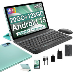 fezawio 2026 Dernier 10 Pouces Tablette Android 15 avec 5G Wi-FI 6,20 GO RAM+128 GO ROM (1To TF),Octa-Core Tablette Tactile PC,G