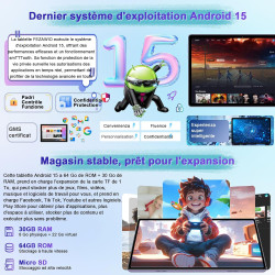 Android 15 Tablette 10 Pouces avec Gemini AI, Octa-Core Tablettes PC, 30 GO RAM+ 64 GO ROM (1TO TF), 3.5mm Audio/ WiFi 6 & BT 5.