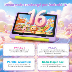 Android 16 Tablette Enfants 10 Pouces, Tablette pour Enfants 24Go+64Go, Extensible 1To, 6000mAh, Mode Bureau, Écran divisé, 5MP+