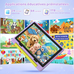 Android 16 Tablette Enfants 10 Pouces, Tablette pour Enfants 24Go+64Go, Extensible 1To, 6000mAh, Mode Bureau, Écran divisé, 5MP+