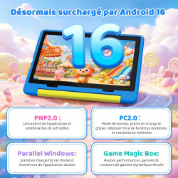 Android 16 Tablette Enfants 10 Pouces, Tablette pour Enfants 24Go+64Go, Extensible 1To, 6000mAh, Mode Bureau, Écran divisé, 5MP+
