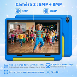 Android 16 Tablette Enfants 10 Pouces, Tablette pour Enfants 24Go+64Go, Extensible 1To, 6000mAh, Mode Bureau, Écran divisé, 5MP+
