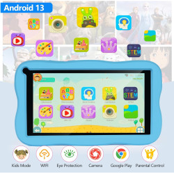 Sumtab tablette enfants 7 pouces android tablette pour enfant avec 8gb ram+64gb rom(tf 256gb), contrôle parental, wifi, bleutoot