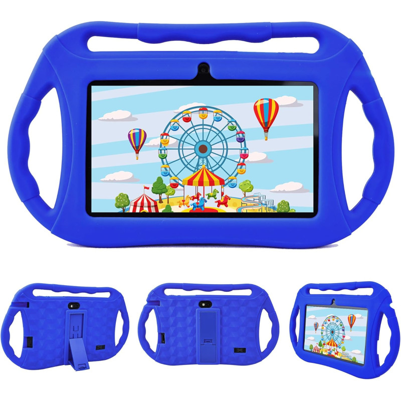 Veidoo Tablette Android 7 Pouces,2Go RAM 32Go ROM, WiFi, Écran HD, Application Préinstallée avec Contrôle Parental, Jeux, Étui É
