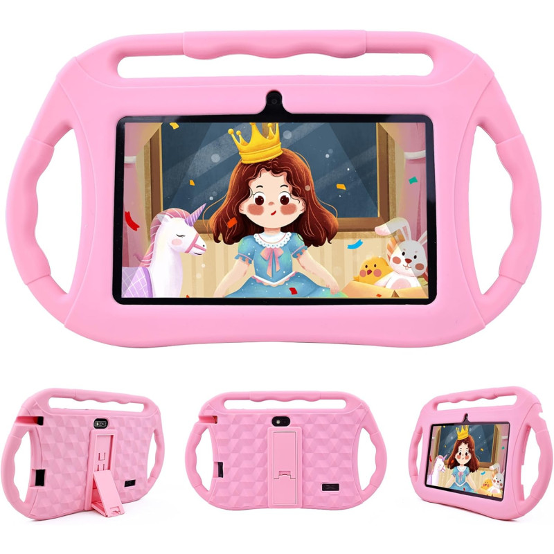 Veidoo Tablette Android 7 Pouces,2Go RAM 32Go ROM, WiFi, Écran HD, Application Préinstallée avec Contrôle Parental, Jeux, Étui É