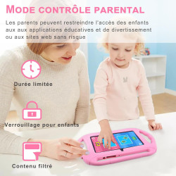 Veidoo Tablette Android 7 Pouces,2Go RAM 32Go ROM, WiFi, Écran HD, Application Préinstallée avec Contrôle Parental, Jeux, Étui É