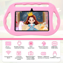 Veidoo Tablette Android 7 Pouces,2Go RAM 32Go ROM, WiFi, Écran HD, Application Préinstallée avec Contrôle Parental, Jeux, Étui É