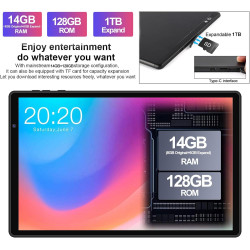 2026 tablette android tablette 10 pouces 128go rom (extensible 2to),gemini ai, octa-core 2.0 ghz, wifi 6/5g/2.4g, widevine l1, 8