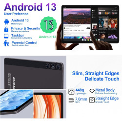 DMOAO Tablette 10 Pouces avec 14 Go RAM + 128 Go ROM, 1 to Extensible, Tablette Android, Octa-Core, WiFi 5G, Caméra 8MP + 5MP, 8