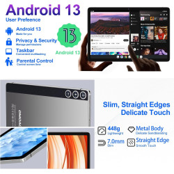 DMOAO Tablette 10 Pouces avec 14 Go RAM + 128 Go ROM, 1 to Extensible, Tablette Android, Octa-Core, WiFi 5G, Caméra 8MP + 5MP, 8