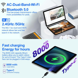 DMOAO Tablette 10 Pouces avec 14 Go RAM + 128 Go ROM, 1 to Extensible, Tablette Android, Octa-Core, WiFi 5G, Caméra 8MP + 5MP, 8