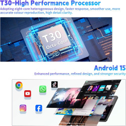 Tablette 10 Pouces Android 15, 18 Go RAM + 128 Go ROM (Extensible Jusqu'à 1 to), Tablette Tactile avec Widevine L1, T30 Octa-Cor