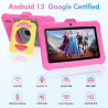 Tablette Enfants 7 Pouces Android, RAM 8 (3+5) Go, ROM 64 Go (TF 128 Go), GMS Certified, Apps Pré-Installé, Éducative, WiFi, Kid