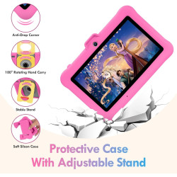 Tablette Enfants 7 Pouces Android, RAM 8 (3+5) Go, ROM 64 Go (TF 128 Go), GMS Certified, Apps Pré-Installé, Éducative, WiFi, Kid