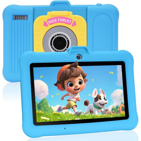 Tablette Enfants 7 Pouces Android, RAM 8 (3+5) Go, ROM 64 Go (TF 128 Go), GMS Certified, Apps Pré-Installé, Éducative, WiFi, Kid