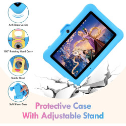 Tablette Enfants 7 Pouces Android, RAM 8 (3+5) Go, ROM 64 Go (TF 128 Go), GMS Certified, Apps Pré-Installé, Éducative, WiFi, Kid
