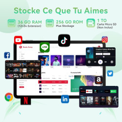 Android 16 Tablette 12 Pouces avec Gemini AI, Tablettes avec Coque, Clavier & Souris, Unisoc T7250 Octa-Core, 36 GO RAM + 256 GO
