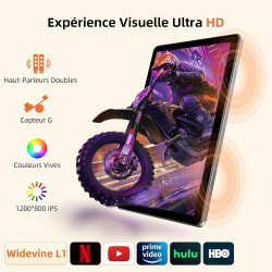 Tablette 10 Pouces, Tablettes Android 15 avec Étui, Unisoc T30 Quad-Core, 18 GO RAM + 128 GO ROM + 1 TO TF, Écran HD IPS 1280x80
